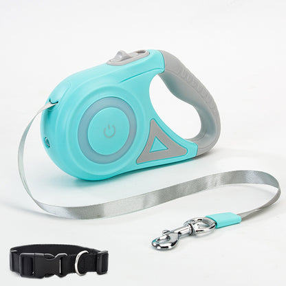 GlowPaws™ Retractable Leash – Safe Night Walks with Collar