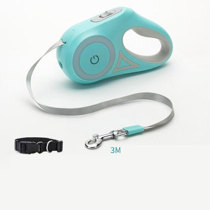 GlowPaws™ Retractable Leash – Safe Night Walks with Collar