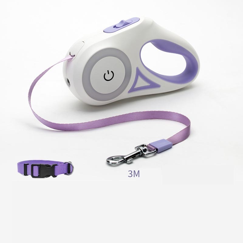 GlowPaws™ Retractable Leash – Safe Night Walks with Collar