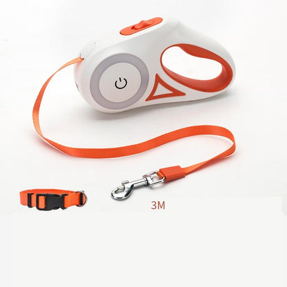 GlowPaws™ Retractable Leash – Safe Night Walks with Collar
