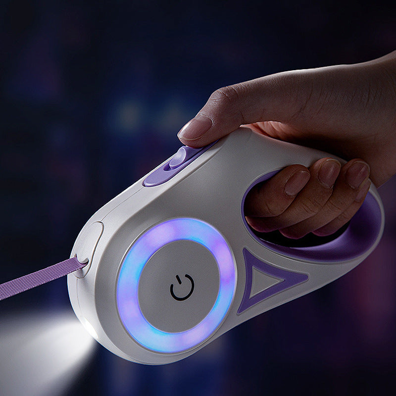 GlowPaws™ Retractable Leash – Safe Night Walks with Collar