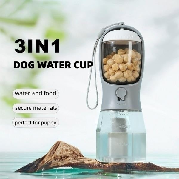 Petlich 3-in-1 Dog Water Cup – Portable Bottle, Food & Waste Bag Holder