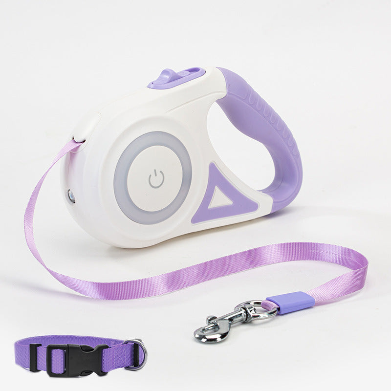 GlowPaws™ Retractable Leash – Safe Night Walks with Collar