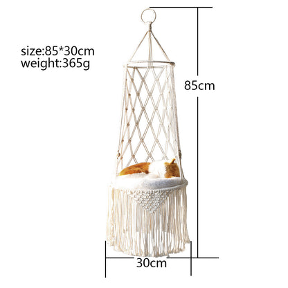Petlich Macrame Cat Hammock – Stylish Hanging Bed for Pets