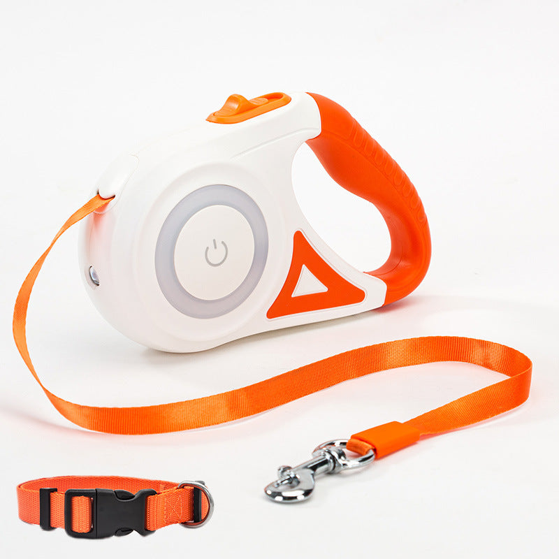 GlowPaws™ Retractable Leash – Safe Night Walks with Collar