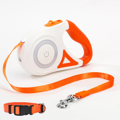 GlowPaws™ Retractable Leash – Safe Night Walks with Collar