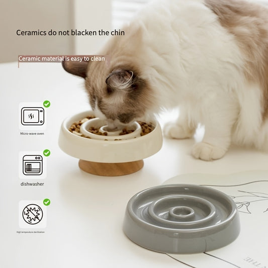 Petlich Ceramic Slow Feeder Bowl – Anti-Gulping Dish for Dogs & Cats